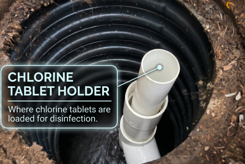 aerobic septic system chlorine tablet holder